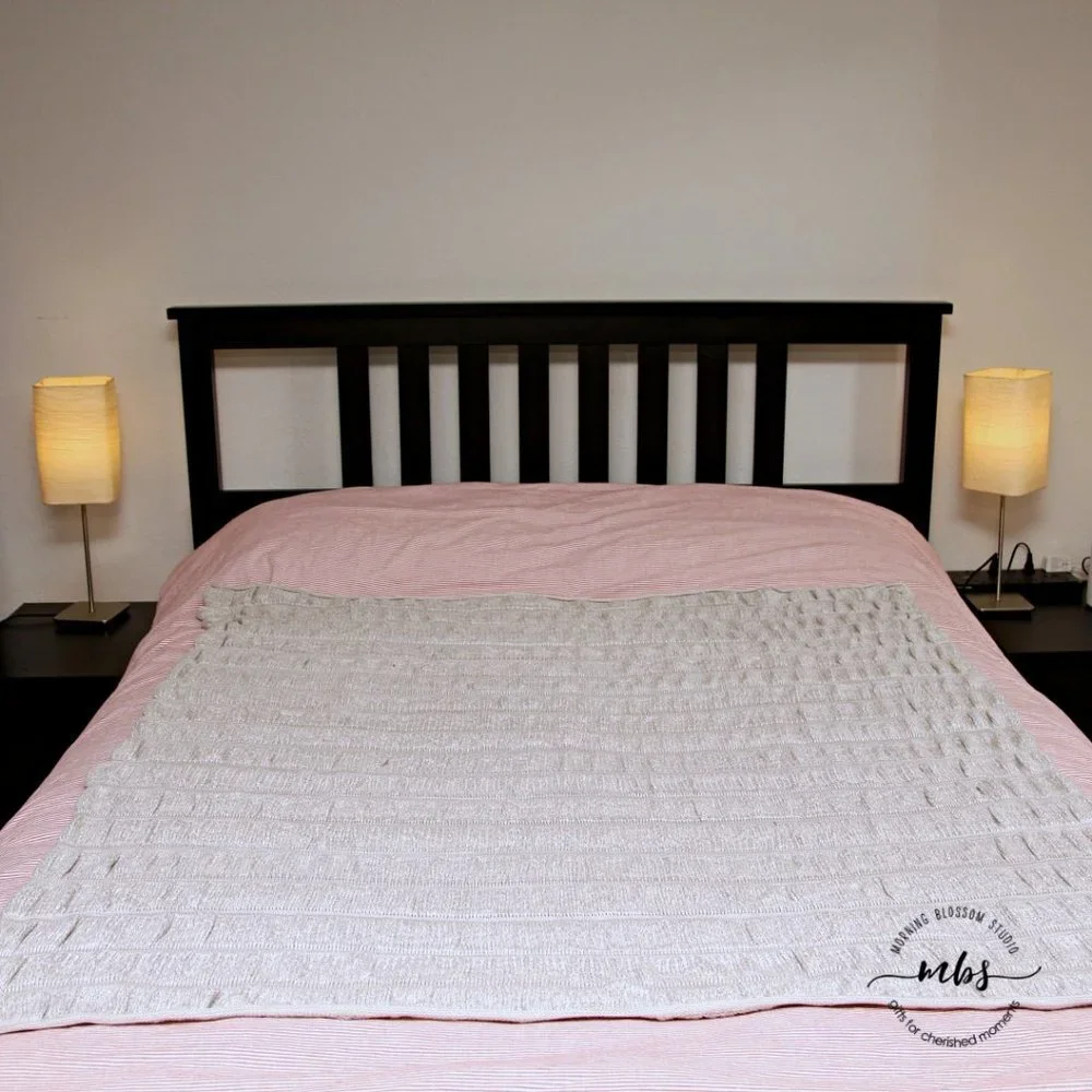 West Elm Square Knit Throw Tan